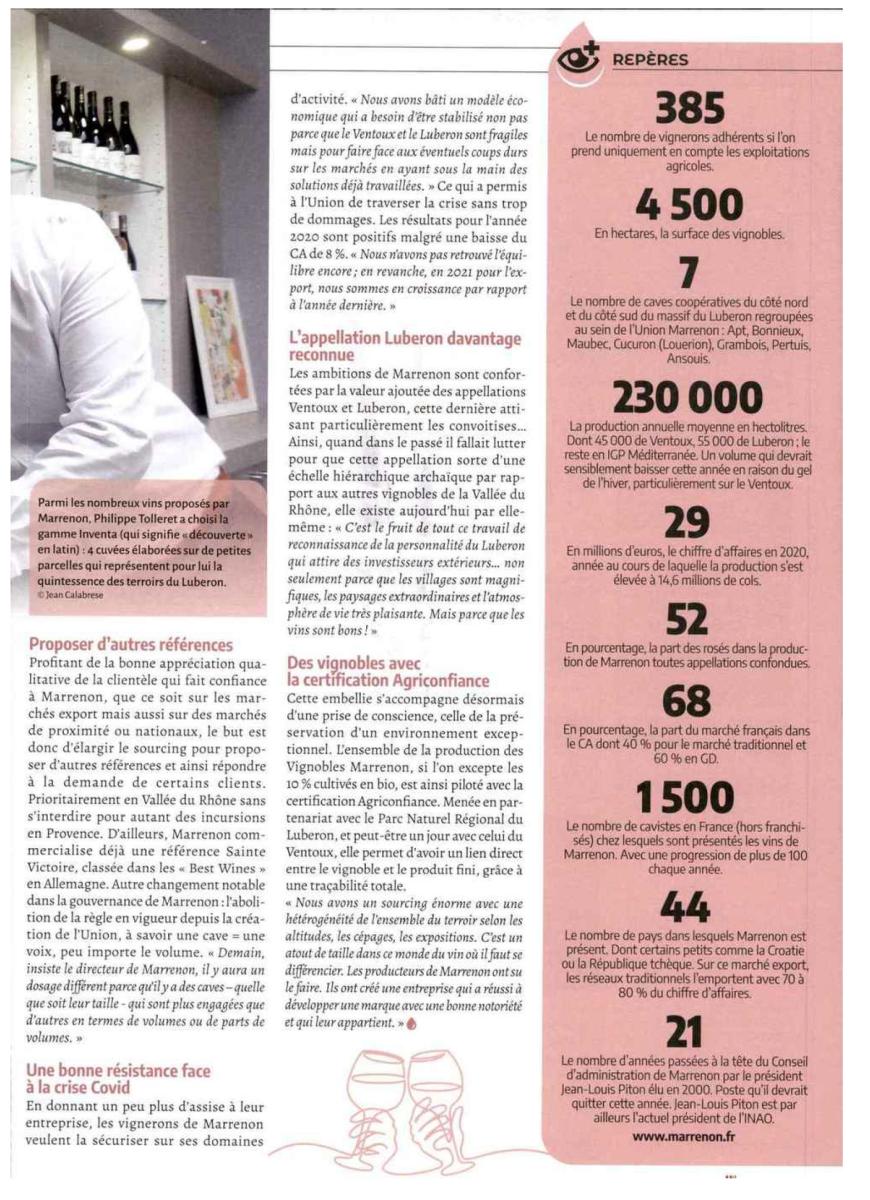 article de presse Marrenon dans "Le Vigneron"